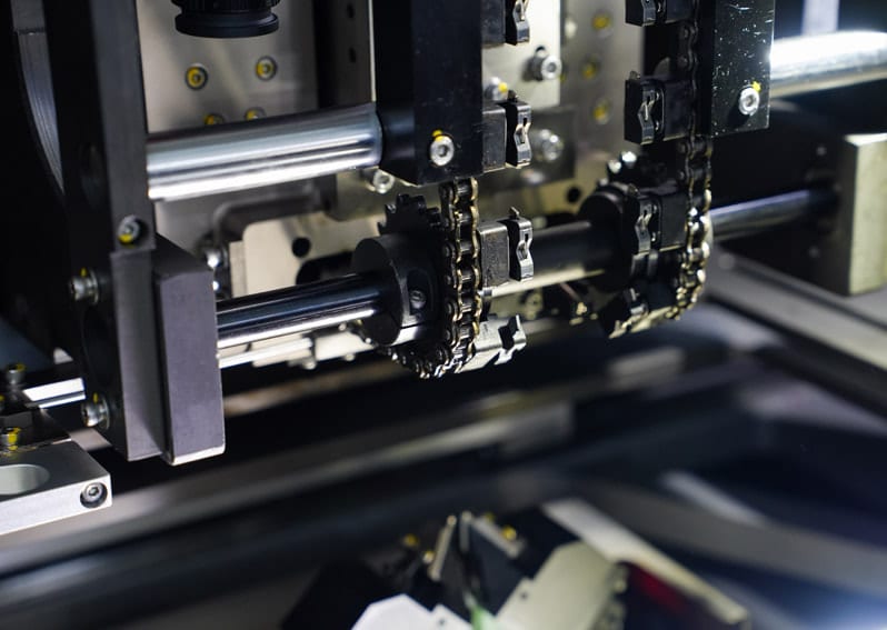 Picture of the feeding mechanism of the axial automatic insertion machine NB168A